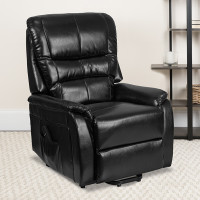 Flash Furniture CH-US-153062L-BK-LEA-GG HERCULES Series Black Leather Remote Powered Lift Recliner 